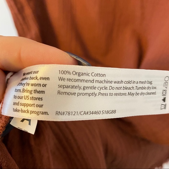 Eileen Fisher Red Organic Cotton Gauze Boxy Dress - Picture 4 of 7